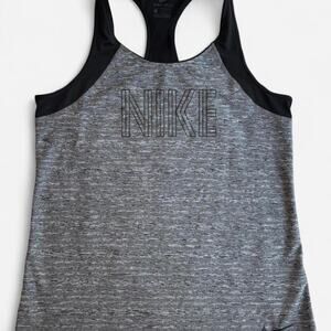 Nike Women M Performance Sporty Sleeveless Tank Top Gray Black